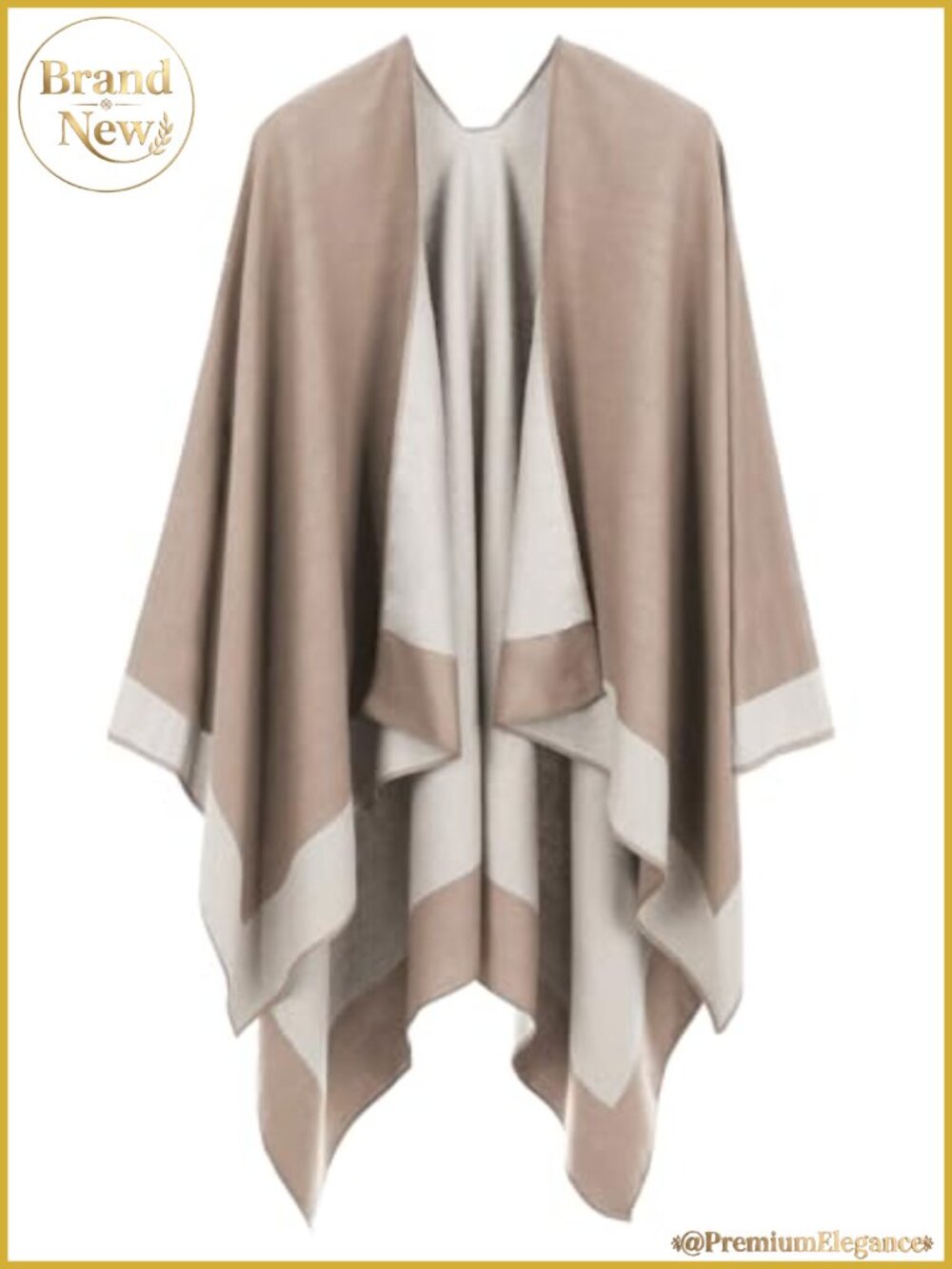 Reversible Open Front Poncho Shawl Wrap Cape Cardigan One Size
